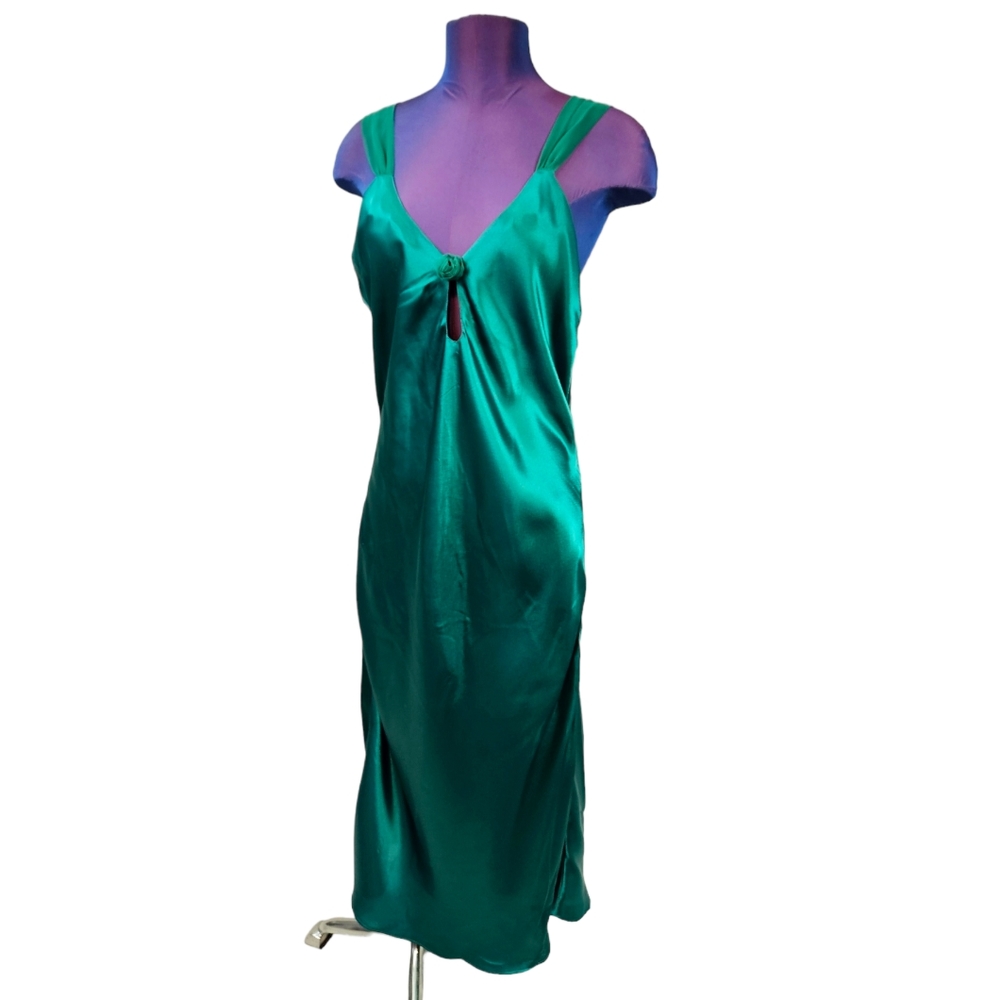 Vintage Lingerie Cacique Emerald Green Midi Nightie S… Gem